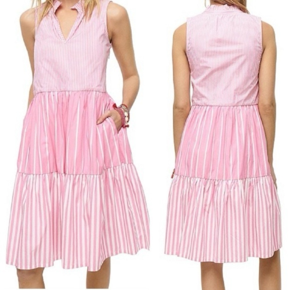 Pink Striped Sleeveless Dress